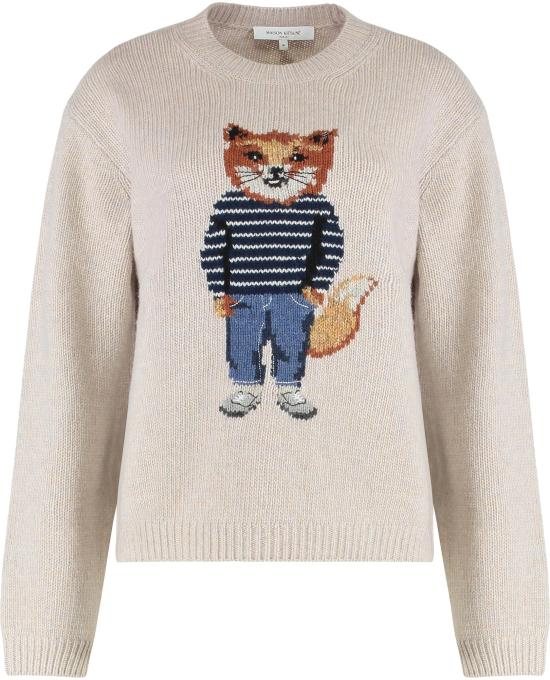 25FW 메종키츠네 드레스드 폭스 인타르시아 울 점퍼 PW00812KH0002 NEUTRAAL - MAISON KITSUNE