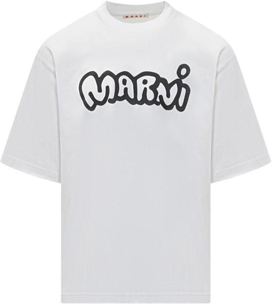 25FW 마르니 반팔 티셔츠 HUMU0223WPUSCY53LOW01 WHITE