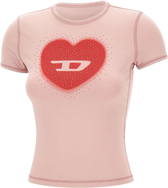 26SS 디젤 Slim heart print 티셔츠 A209800QHHA33L PINK