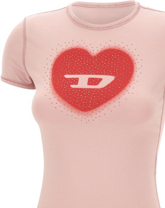 26SS 디젤 Slim heart print 티셔츠 A209800QHHA33L PINK - DIESEL