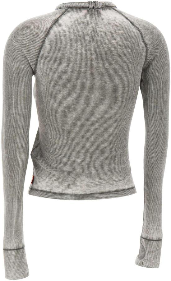 26SS 디젤 T-ECLA T-ERESA 바이커 넥 스트랩 리브 저지 롱슬리브 탑 A229280HGCQ9CY GREY - DIESEL