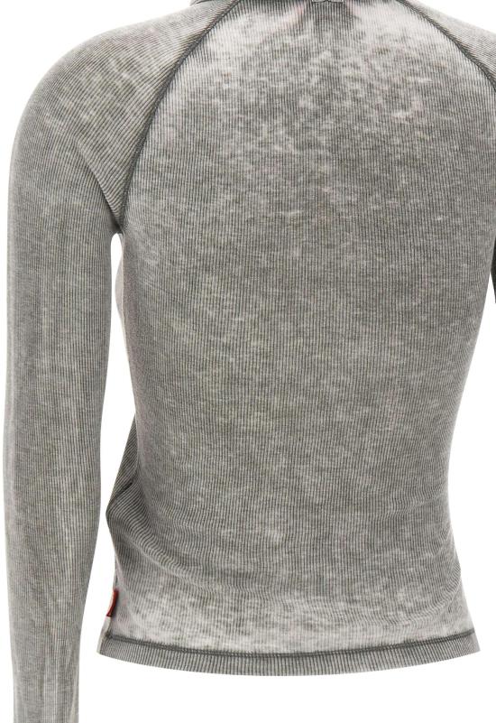 26SS 디젤 T-ECLA T-ERESA 바이커 넥 스트랩 리브 저지 롱슬리브 탑 A229280HGCQ9CY GREY - DIESEL