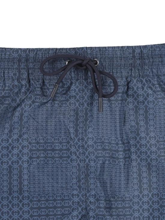 26SS 구찌 프린트 테크니컬 포플린 스위밍 쇼츠 856212 XHALB4119 Blue - GUCCI