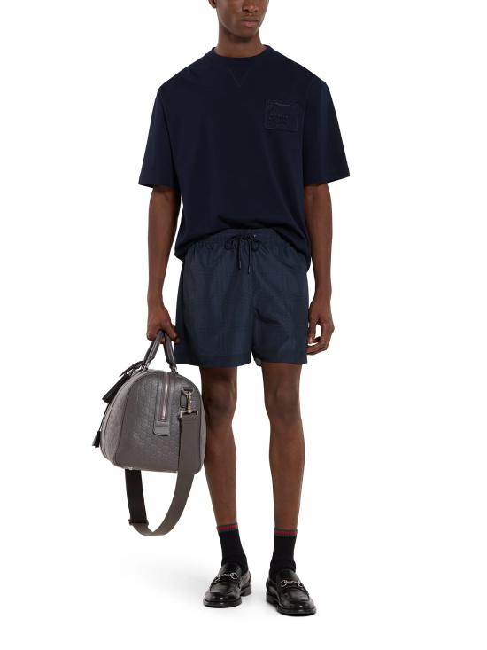 26SS 구찌 프린트 테크니컬 포플린 스위밍 쇼츠 856212 XHALB4119 Blue - GUCCI