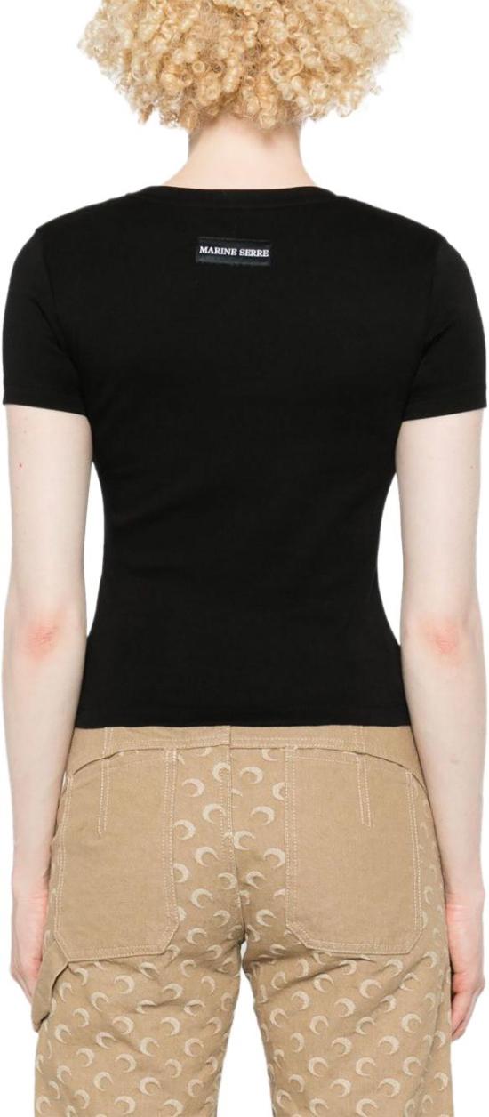 26SS 마린세르 문 로고 저지 베이비핏 티셔츠 WTT012ACJER0008BK99 BLACK - MARINE SERRE