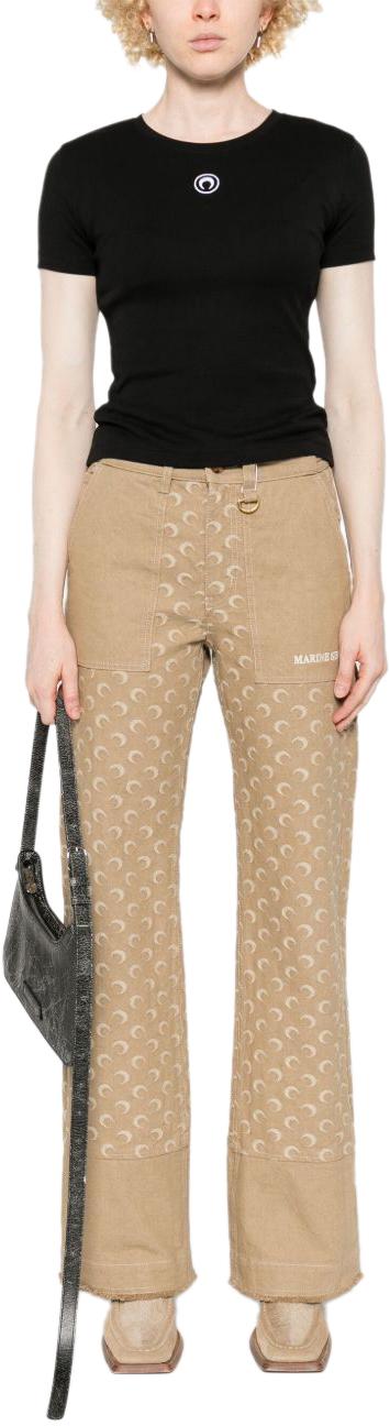 26SS 마린세르 문 로고 저지 베이비핏 티셔츠 WTT012ACJER0008BK99 BLACK - MARINE SERRE