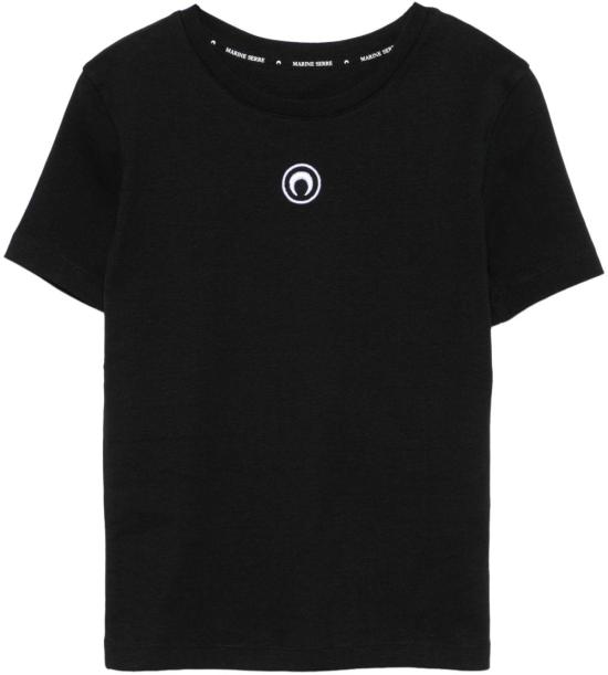 26SS 마린세르 문 로고 저지 베이비핏 티셔츠 WTT012ACJER0008BK99 BLACK