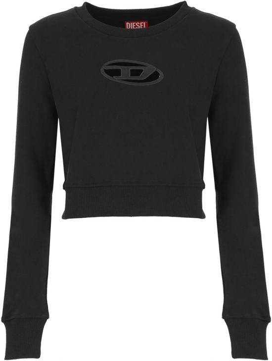 25FW 디젤 F 슬리미 Od 컷아웃 로고 크롭 스웨트셔츠 A099310GRAC9XX BLACK