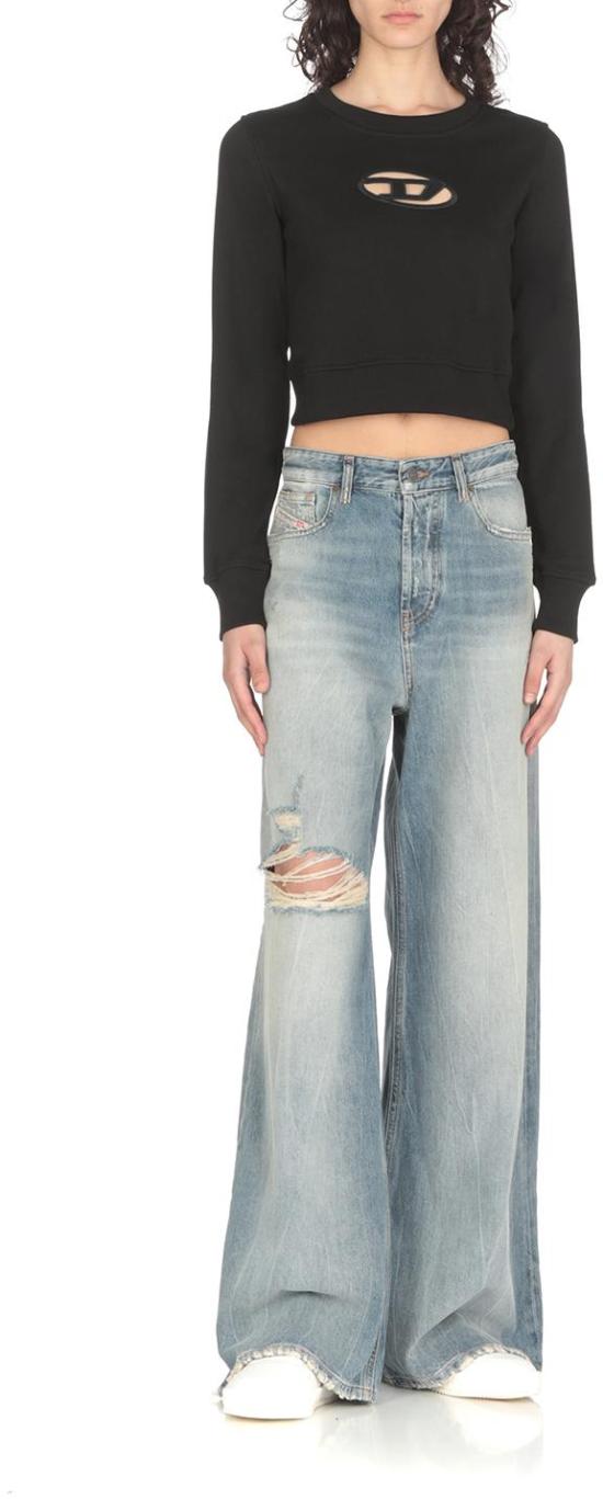 25FW 디젤 F 슬리미 Od 컷아웃 로고 크롭 스웨트셔츠 A099310GRAC9XX BLACK - DIESEL