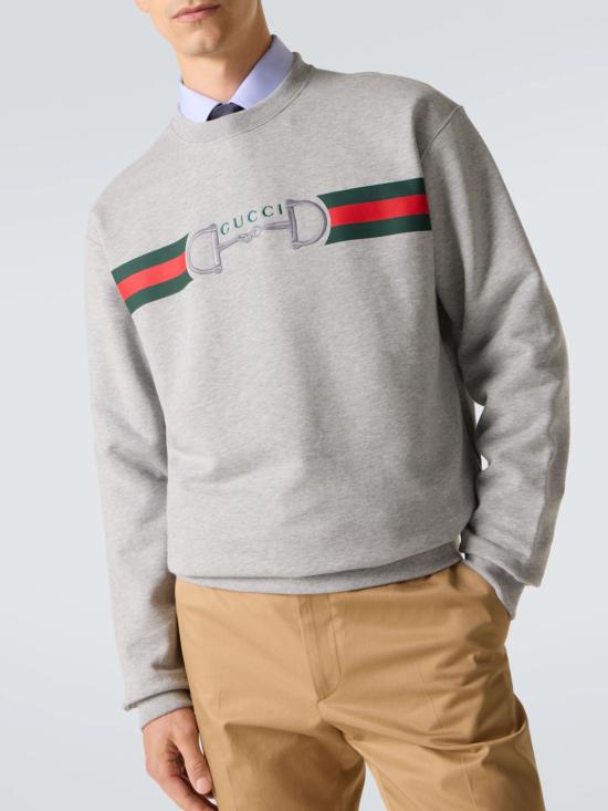 26SS 구찌 프린트 디테일 코튼 저지 스웨트셔츠 848737 XJHOK1056 Grey - GUCCI