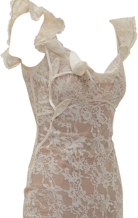 26SS 셀프 포트레이트 롱 원피스 SS26259XCCREAM WHITE - SELF PORTRAIT