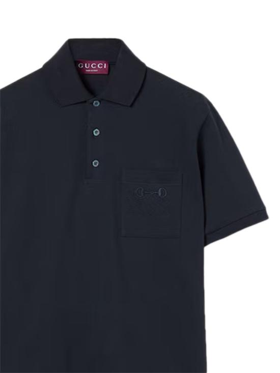 26SS 구찌 자수 코튼 피케 폴로 셔츠 854796 XJHQP4055 Blue - GUCCI