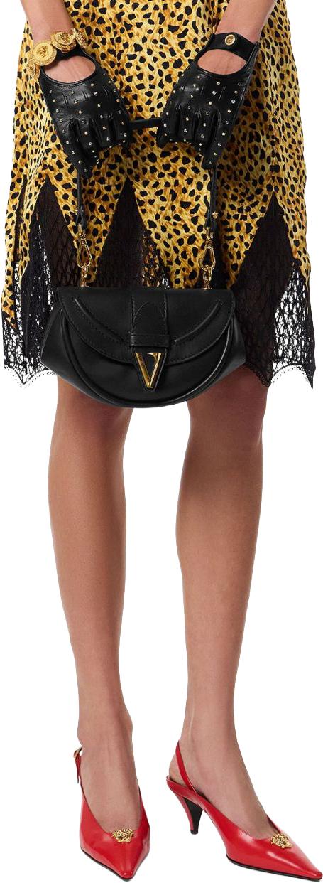 26SS 베르사체 비르투스 레더 스몰 숄더백 10200891A16004 BLACK - VERSACE