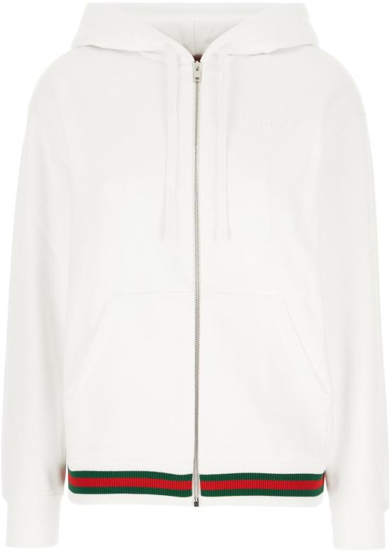 25SS 구찌 웹 코튼 저지 후드 집업 810383XJG079692 WHITE