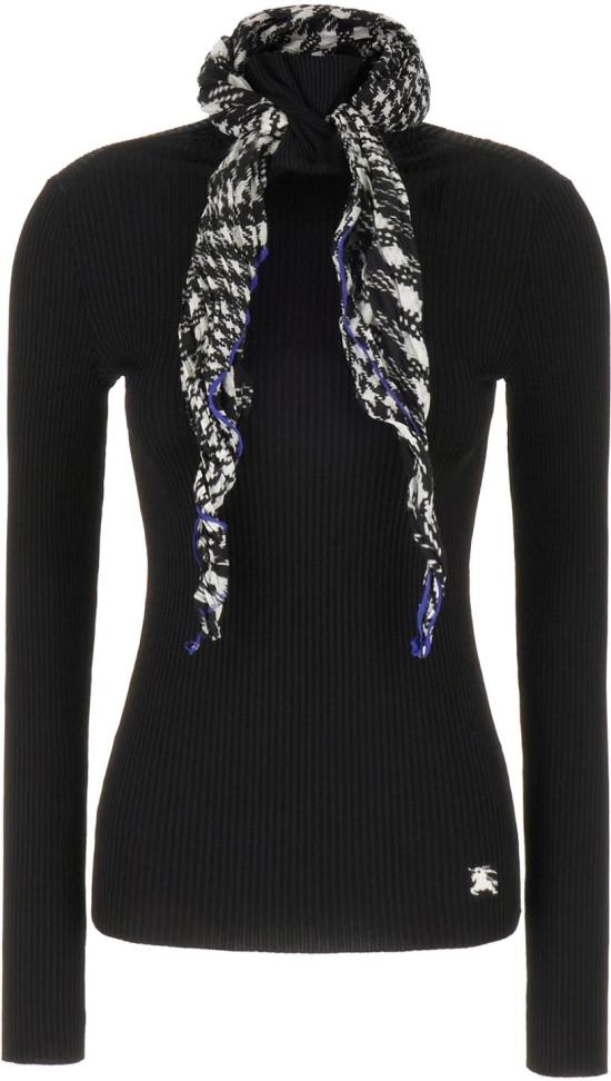  버버리 스카프 리브 니트 스웨터 8081169A1189 BLACK