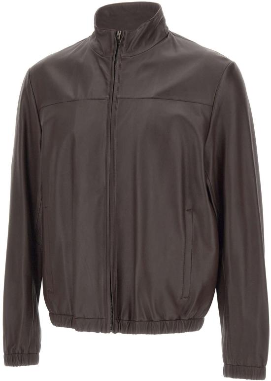 26SS 보스 가죽 자켓 50562919210 BROWN