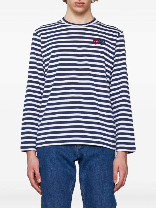 26SS 꼼데가르송 긴팔 티셔츠 AX T228 051 NAVY White blue - COMME DES GARCONS