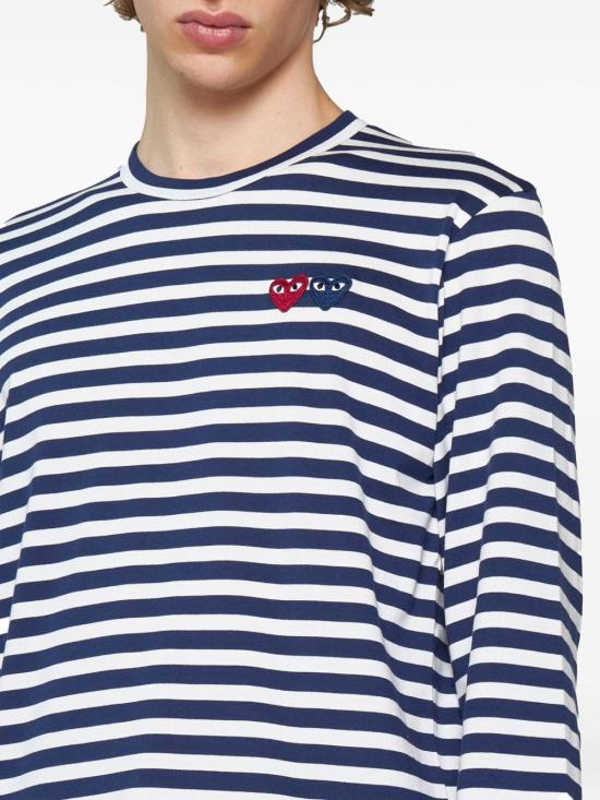 26SS 꼼데가르송 긴팔 티셔츠 AX T228 051 NAVY White blue - COMME DES GARCONS