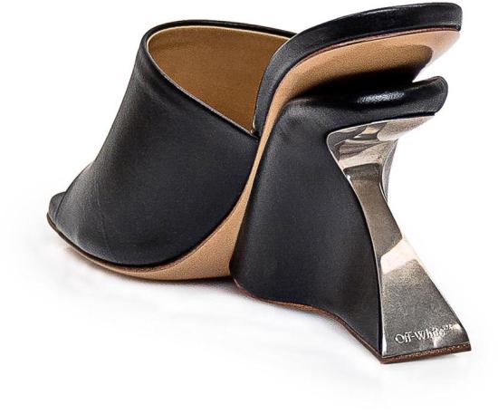  오프화이트 뮬/슬리퍼 OWIJ042S24LEA0011010 BLACK - OFF WHITE
