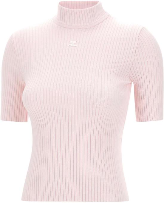 26SS 쿠레쥬 리에디션 니트 탑 숏슬리브 PERMPU026FI0001PINK