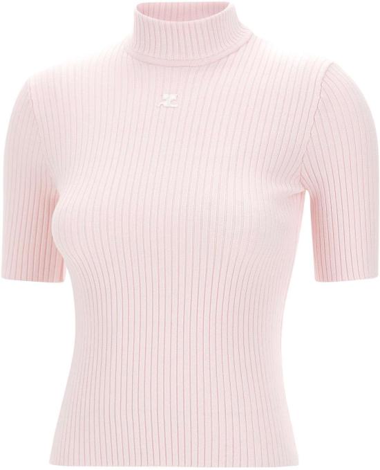 26SS 쿠레쥬 리에디션 니트 탑 숏슬리브 PERMPU026FI0001PINK