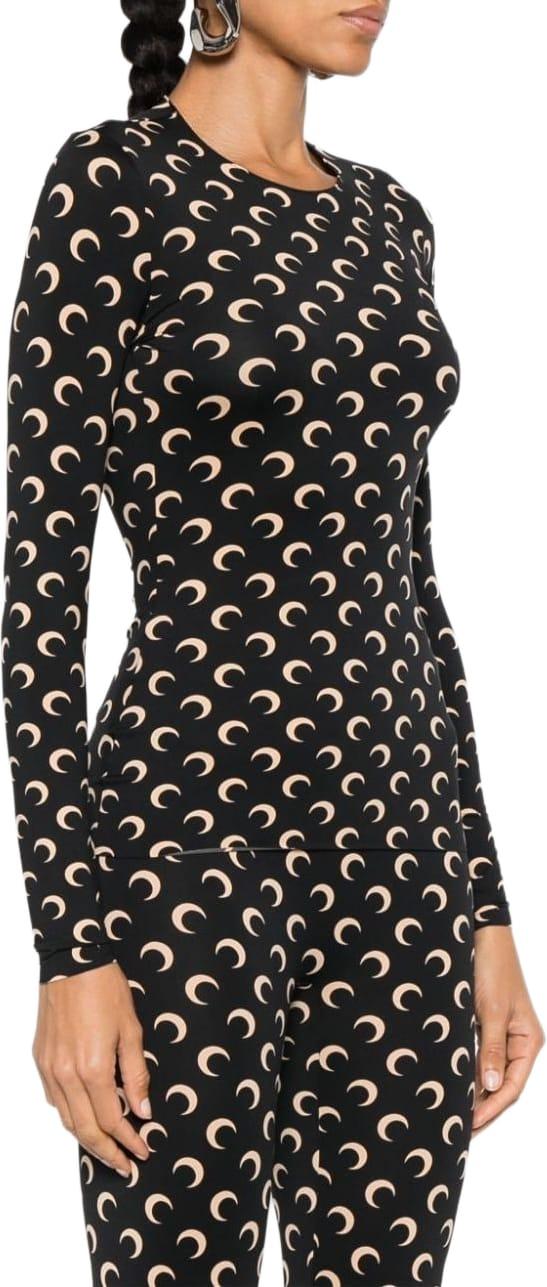 26SS 마린세르 크레센트 문 프린트 긴팔 티셔츠 WTS006ACJER0001IT99 BLACK - MARINE SERRE