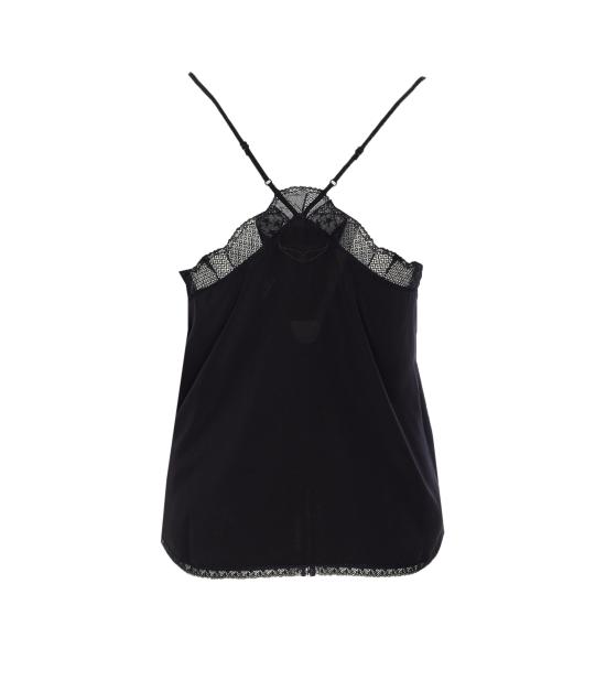 26SS 자딕앤볼테르 CHRISTY 크리스티 레이스 트리밍 실크 캐미솔 WWCR01313 011 Black - ZADIG & VOLTAIRE