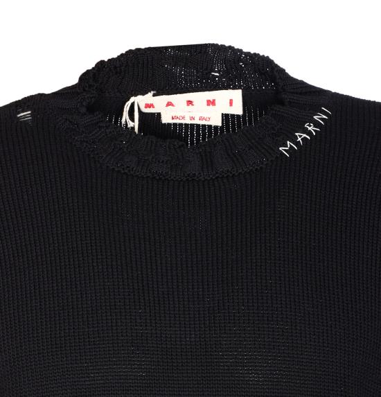 26SS 마르니 로고 코튼 박시핏 니트 GCMG0210A0 UFC65200N99 Black - MARNI