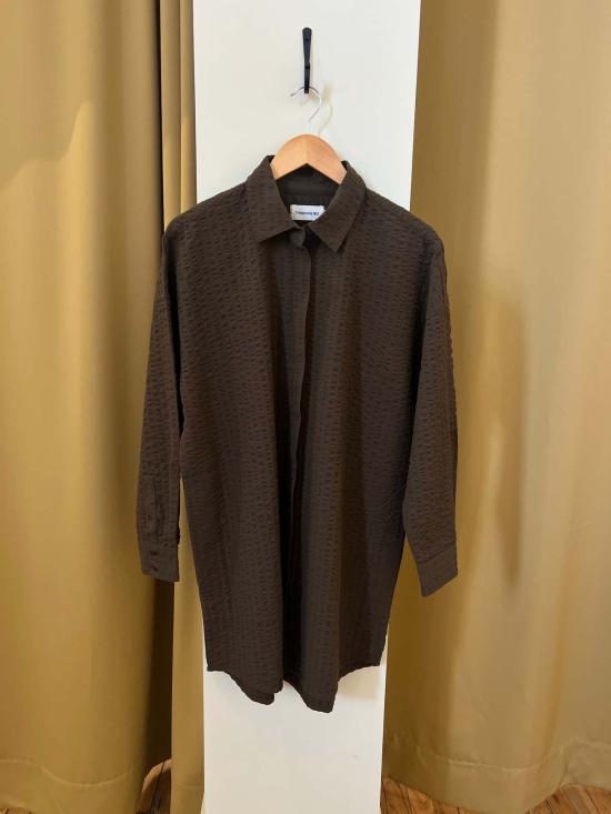  마르네 숏 원피스 마른 시어서커 버튼업 드레스