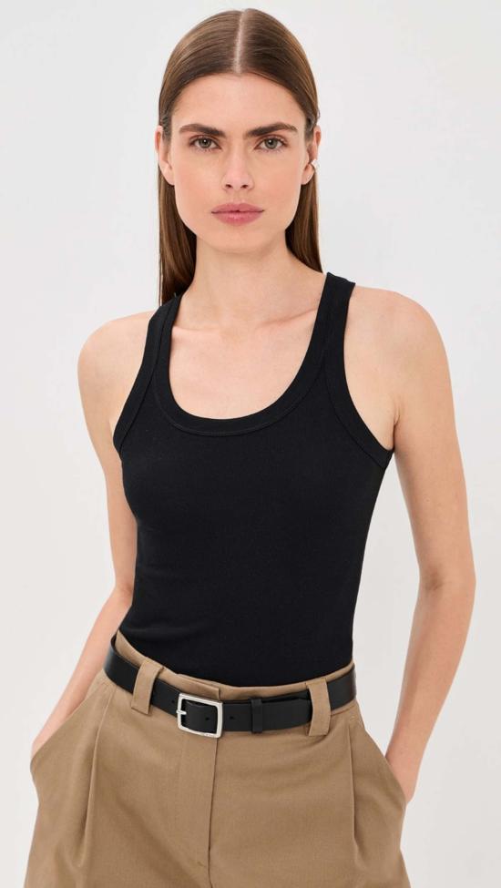  로에 민소매 티셔츠 로헤 스쿱 립 탱크탑 블랙