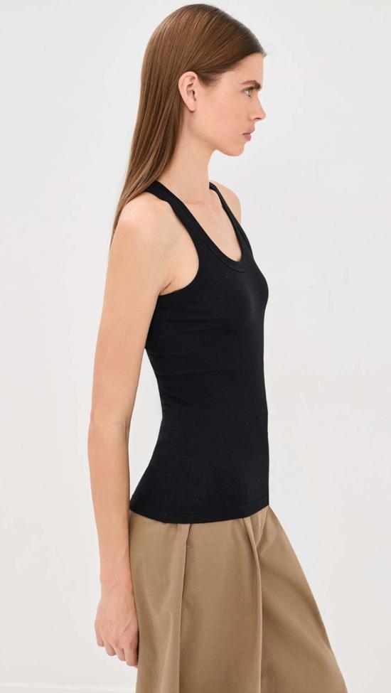  로에 민소매 티셔츠 로헤 스쿱 립 탱크탑 블랙 - ROHE