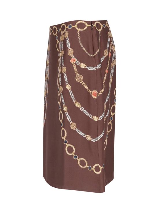 26SS 베르사체 미디 스커트 1024690 1A17952 5N940 Brown - VERSACE