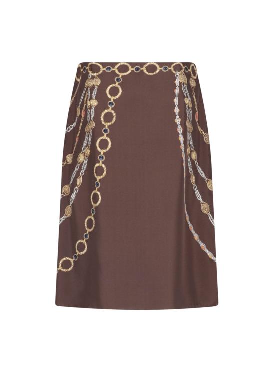 26SS 베르사체 미디 스커트 1024690 1A17952 5N940 Brown - VERSACE