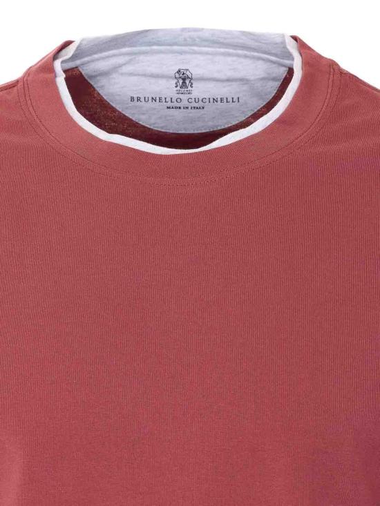 26SS 브루넬로 쿠치넬리 자수 로고 티셔츠 M0B137427CMJ53 Red - BRUNELLO CUCINELLI