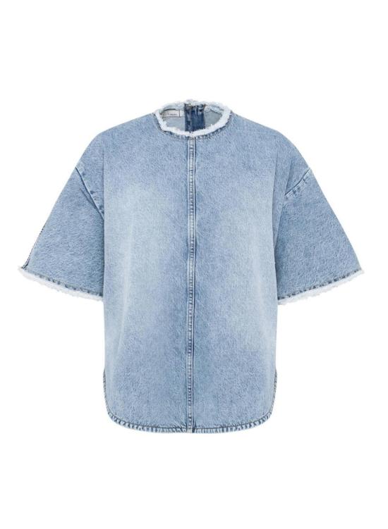  텔라 데님 셔츠 브라질 데님 탑 라이트 블루 데님 - TELA