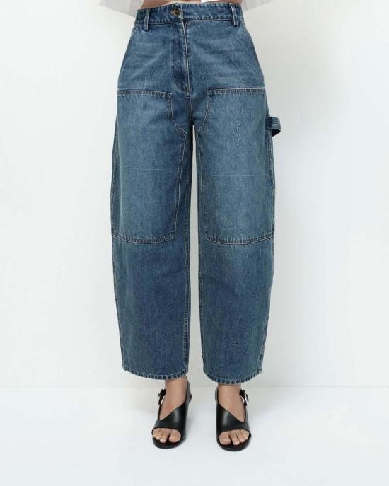  미정박 데님 팬츠 박미정 데님 배럴 레그 패치 팬츠 - MIJEONG PARK