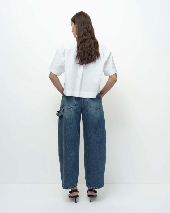  미정박 데님 팬츠 박미정 데님 배럴 레그 패치 팬츠 - MIJEONG PARK