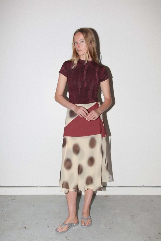  케이코 롱 스커트 Kk Co 바크 도트 레이어드 - KKCO