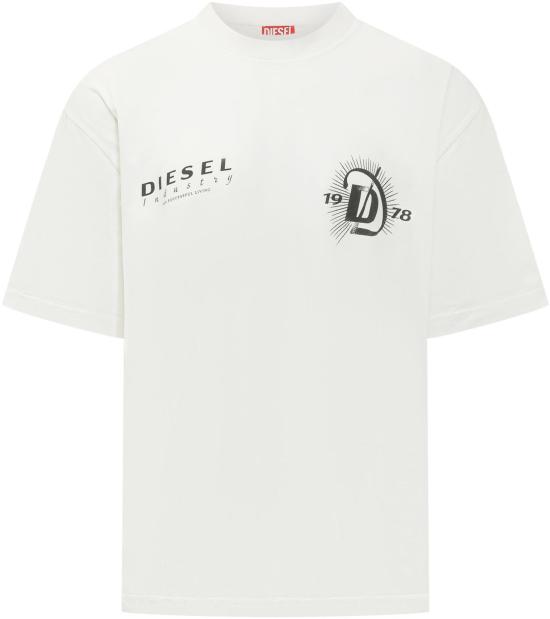 26SS 디젤 반팔 티셔츠 A22505 0WICU 141 WHITE DOM