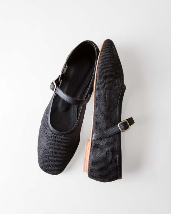  후마 블랑코 플랫 슈즈 페니 발레 플랫 석탄 황마 - HUMA BLANCO