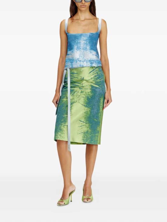 26SS 디젤 De-Sanat 컬러드 새틴 데님 오픈백 에이프런 드레스 인 A225190EFDK E7623 - DIESEL