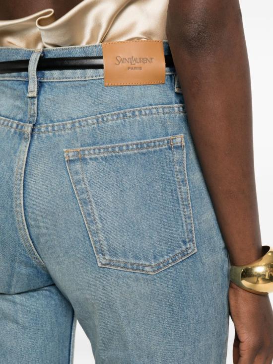 26SS 생로랑 미디 블루 데님 YVES 플레어 진 813267 Y11CA4939 Blu - SAINT LAURENT