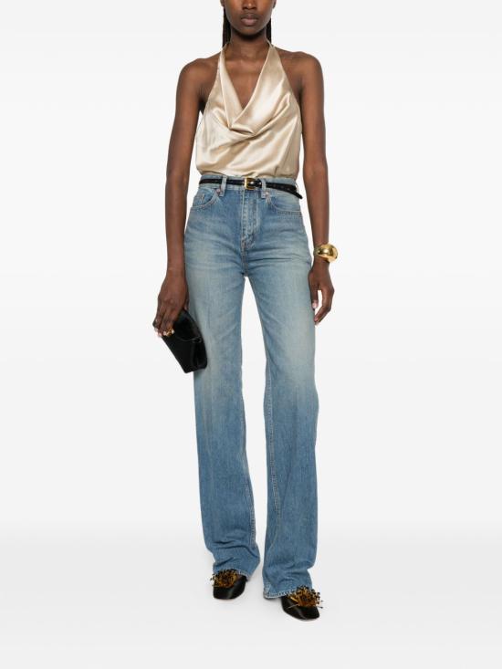 26SS 생로랑 미디 블루 데님 YVES 플레어 진 813267 Y11CA4939 Blu - SAINT LAURENT