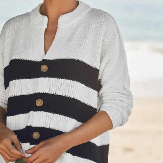  프랭크 앤 에일린 가디건 프랭크 & 아일린 몬테시토 카디건 화이트 & 네이비 스트라이프 - FRANK & EILEEN