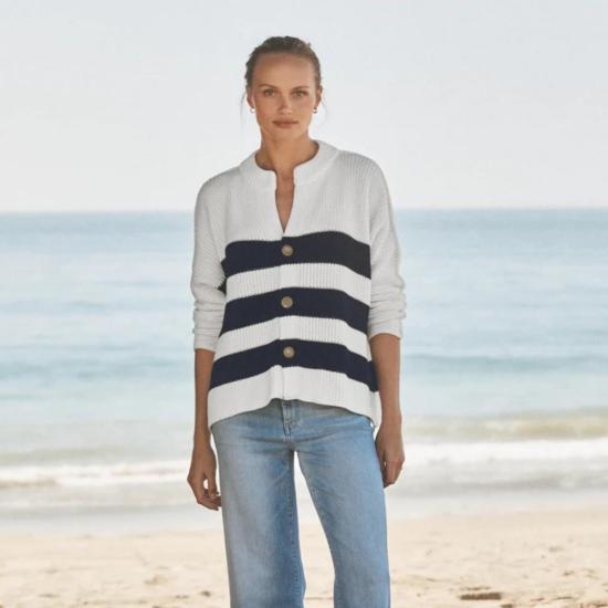  프랭크 앤 에일린 가디건 프랭크 & 아일린 몬테시토 카디건 화이트 & 네이비 스트라이프