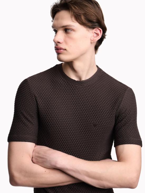 26SS 엠포리오 아르마니 반팔 티셔츠 EM005555AF25179 U6139 Marrone - EMPORIO ARMANI