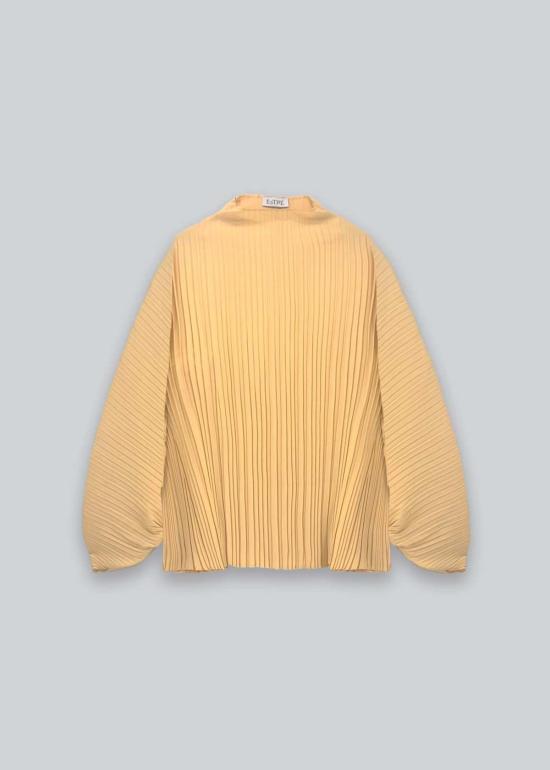  esthe 블라우스 에스테 스컬프티드 플리츠 하이넥 탑 옐로우 - OTHER BRANDS