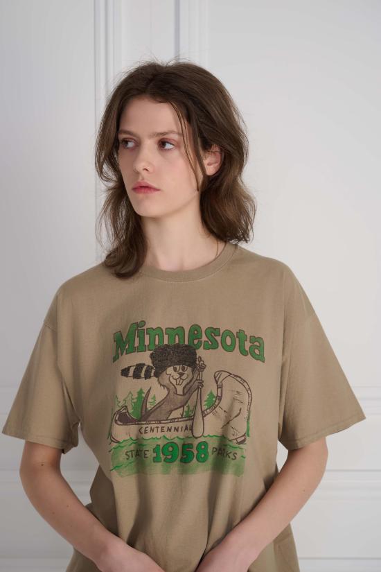 26SS 와일드 동키 반팔 티셔츠 MINNESOTA TSHIRT KHAKI DOM - WILD DONKEY