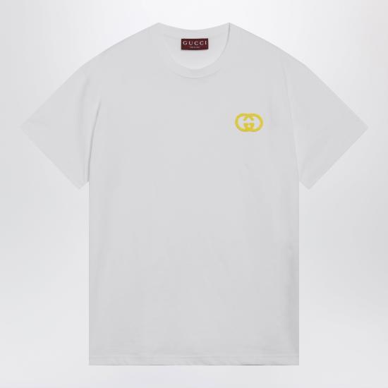 26SS 구찌 프린트 디테일 코튼 저지 티셔츠 837959XJHQ3 White