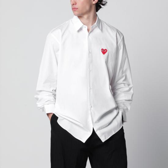 26SS 꼼데가르송 레드하트 와펜 셔츠 AXB002051CO White